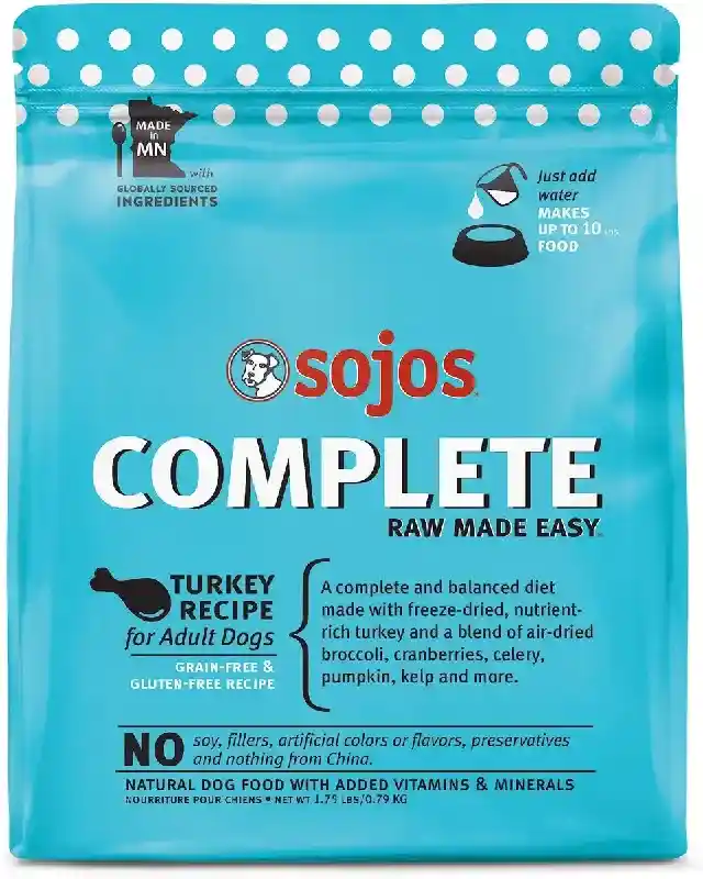 Sojos Complete Turkey Recipe Adult Grain-Free Freeze-Dried Dehydrated Dog Food 1.75lb