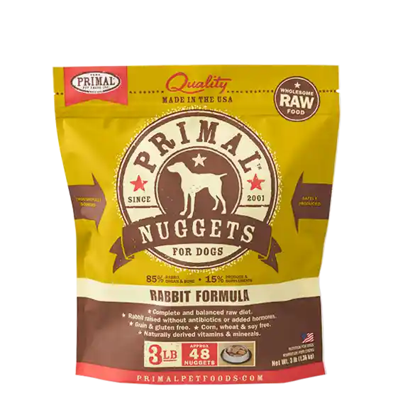 Raw Frozen Canine Rabbit Formula Nuggets Dog Food 3-lb