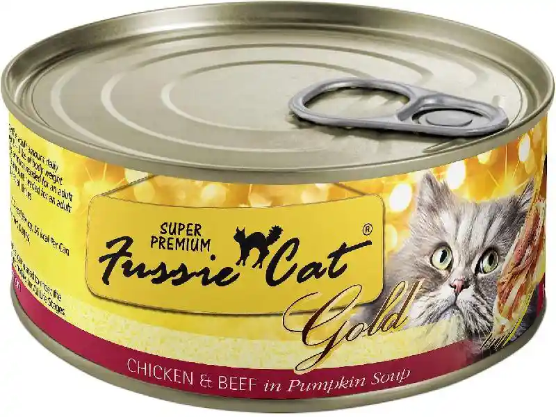 Fussie Cat Gold Can Chicken and Beef in Pumpkin Soup 2.82oz