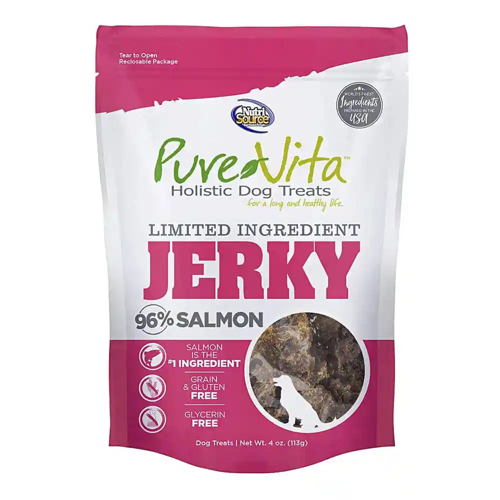 PURE VITA JERKY TREATS SALMON 4 OZ