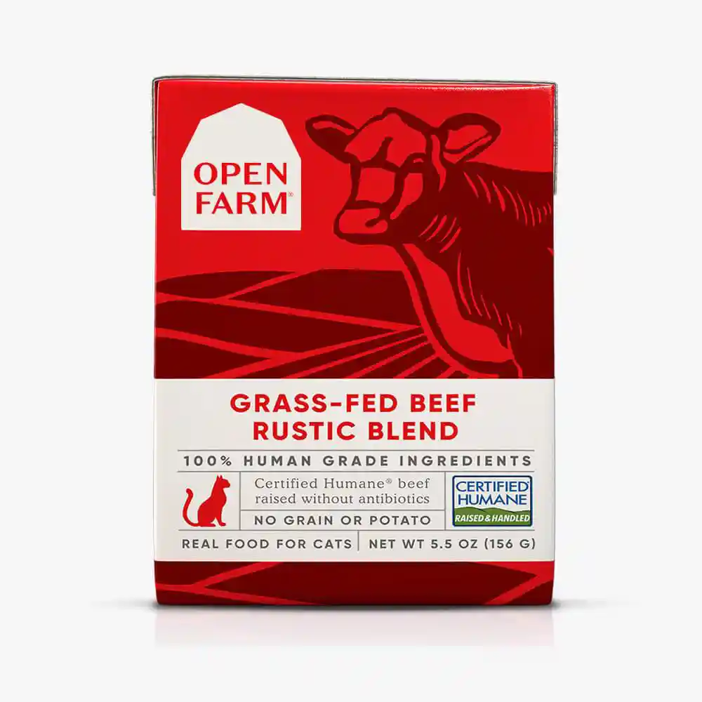 Open Farm Grass-fed Beef Rustic Blend Wet Cat Food Tetra Pack 5.5-oz