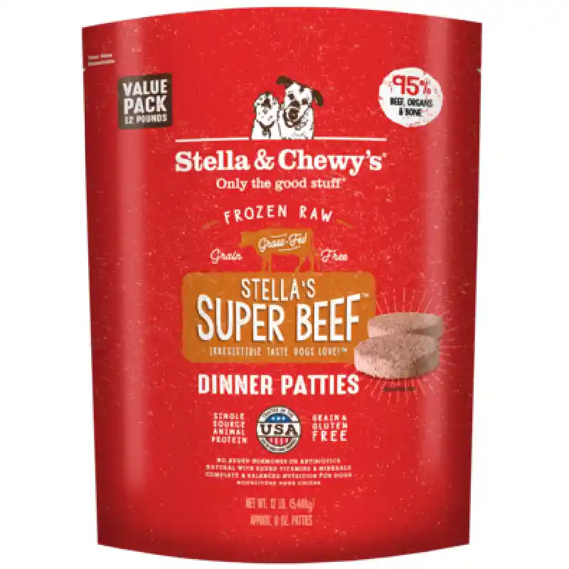 Dinner Patties Stella's Super Beef Raw Frozen Dog Food 12-lb