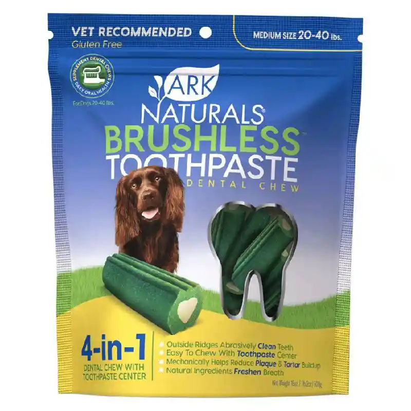 Ark Naturals Brushless Toothpaste Medium Dog Dental Chews 18-oz